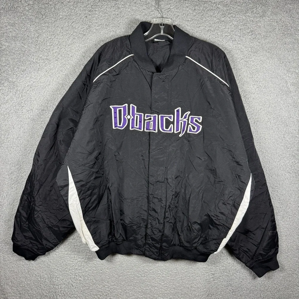 Russell Athletic Arizona Diamondbacks MLB Jacket Mens Black Purple Vintage Y2K
